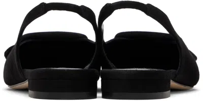 Manolo Blahnik Maylura Buckle Pointed Toe Slingback Flat In Black