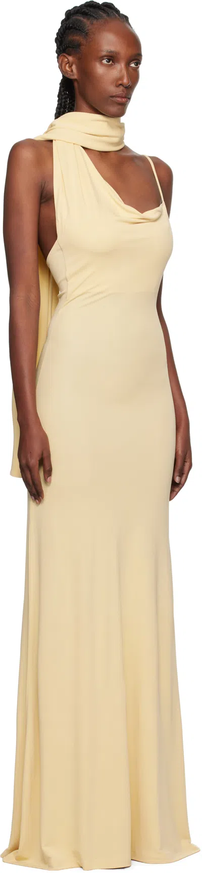 Aya Muse Wisp Halterneck Draped Maxi Dress In Brown