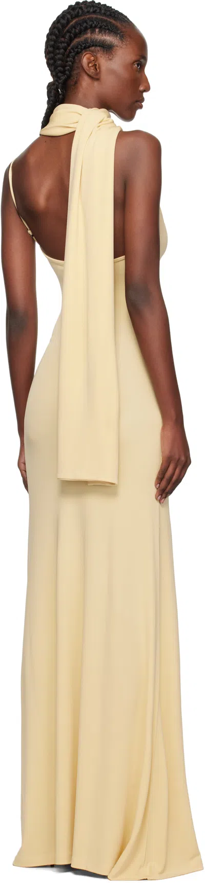 Aya Muse Wisp Halterneck Draped Maxi Dress In Brown