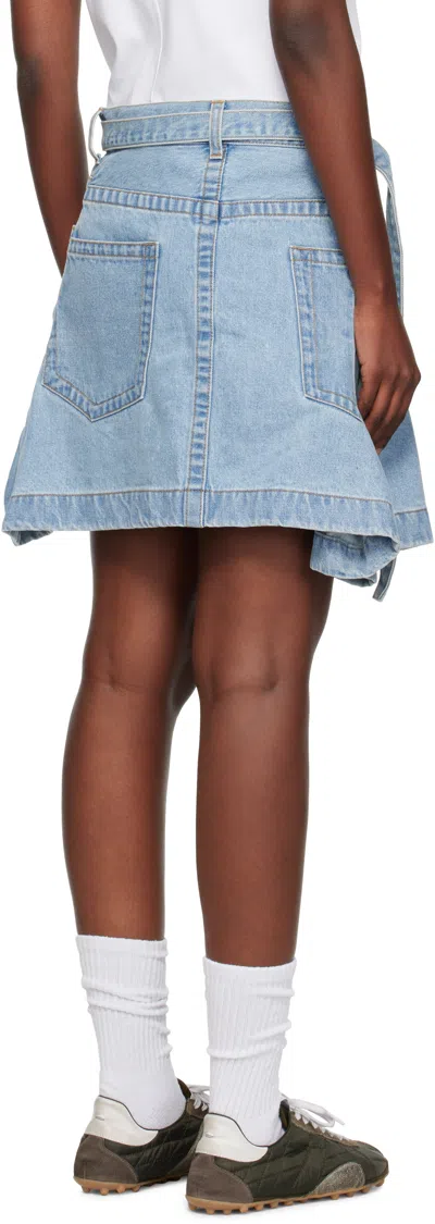 Sacai Blue Asymmetrical Denim Miniskirt In Blue