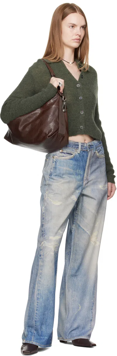 Our Legacy High Waist Boyfriend Jeans With Distressed Finish In Blue