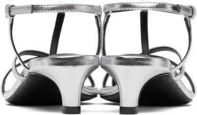 Jil Sander Metallic Kitten T-strap Sandals In Silver