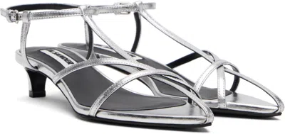 Jil Sander Metallic Kitten T-strap Sandals In Silver