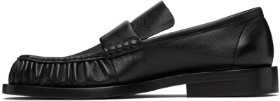 Jil Sander Men Ruched Leather Loafers In Black