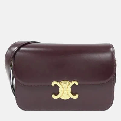 Pre-owned Celine Classic Triomphe Burgundy Calf Leather Handbag
