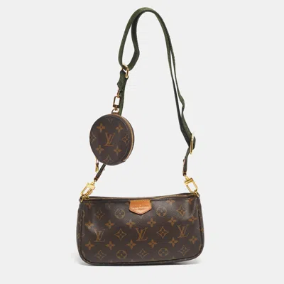 Pre-owned Louis Vuitton Khaki Monogram Canvas Multi Pochette Accessories Bag In Brown
