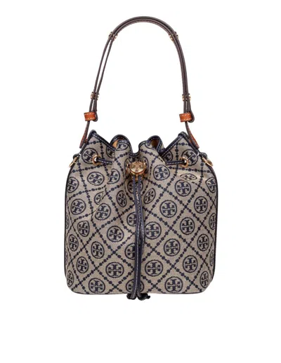 Tory Burch Mini T Monogram Canvas Bucket Bag In Multi