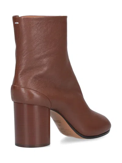 Maison Margiela Tabi High Heels Ankle Boots In Brown Leather In Brown