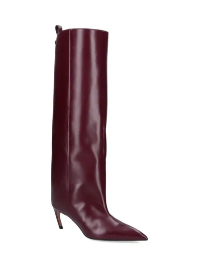 Attico 65mm Lea Pointed-toe Leather Boots In Burgundy