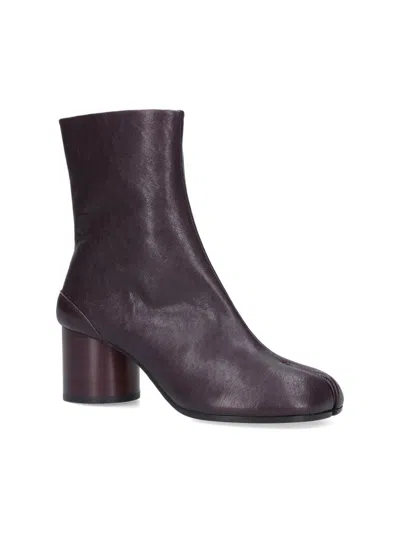 Maison Margiela Stylish Leather Ankle Boots With Chunky Heel In Gray