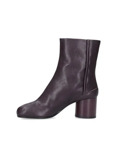Maison Margiela Stylish Leather Ankle Boots With Chunky Heel In Gray