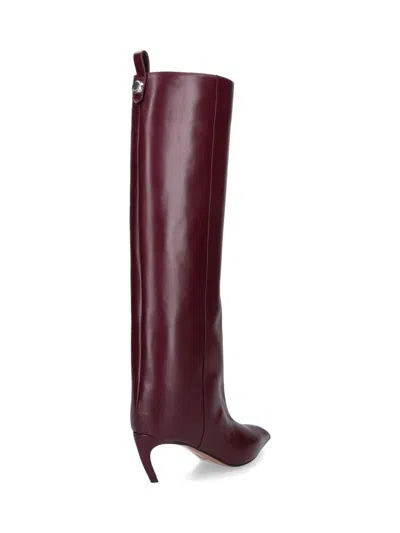 Attico 65mm Lea Pointed-toe Leather Boots In Burgundy