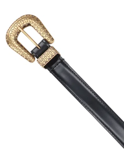 Valentino Black Vlogo Signature Brushed Calfskin Belt In Black