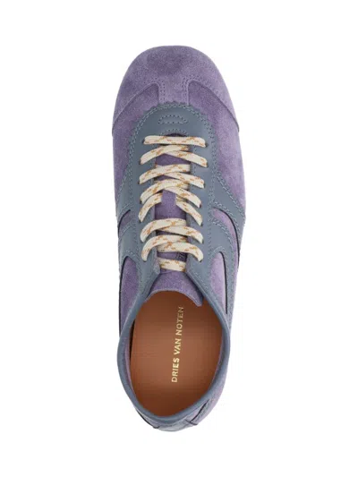 Dries Van Noten Low-profile Sneakers With Suede And Leather Accents In Purple