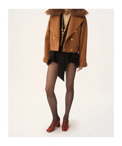 Chloé Virgin Wool Blend Jacket With Fur Collar In Neutral
