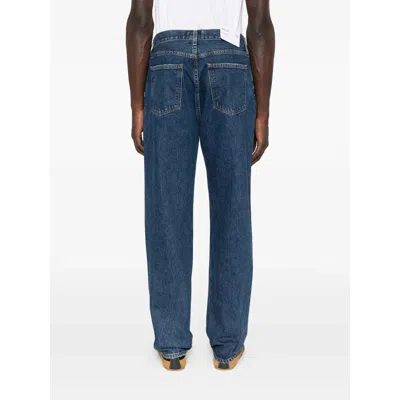 Agolde Denim Trousers With Belt Loops In Blue