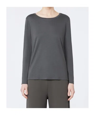 Max Mara Long-sleeved Jersey T-shirt In Gray