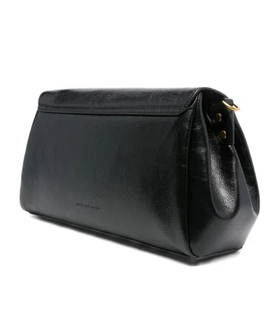 Dries Van Noten Textured Leather Shoulder Bag With Gold-tone Buckle Closure In Black