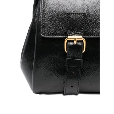Dries Van Noten Textured Leather Shoulder Bag With Gold-tone Buckle Closure In Black
