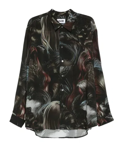 Magliano 'artistic Print Long Sleeves Shirt' In Black