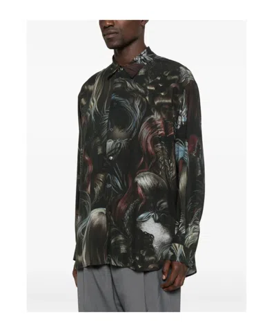 Magliano 'artistic Print Long Sleeves Shirt' In Black