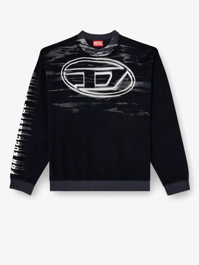Diesel Cotton Sweatshirt With Oval D Print In Blue