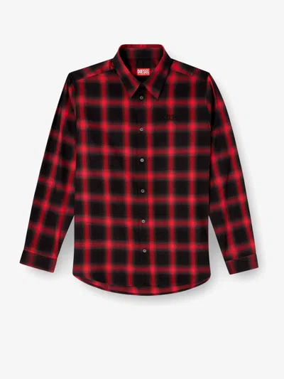 Diesel S-simply-check-hgbt Shirt And Blouse Black In Red