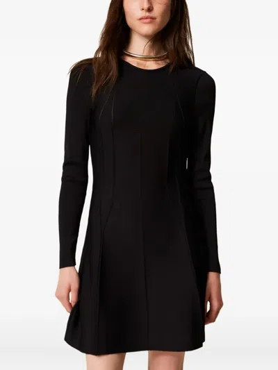 Twinset Panelled Fine-knit Dress In Black