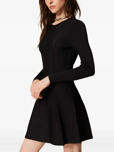 Twinset Panelled Fine-knit Dress In Black