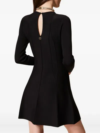 Twinset Panelled Fine-knit Dress In Black