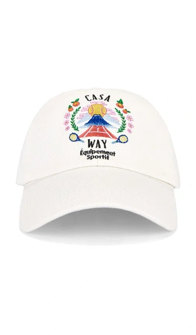 Casablanca Mens Casa Way Mountain Embroidered Cotton Baseball Cap In White