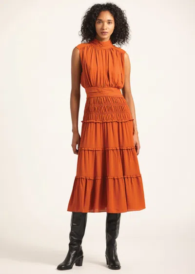 Derek Lam Junia Rouched Midi Dress In Multi