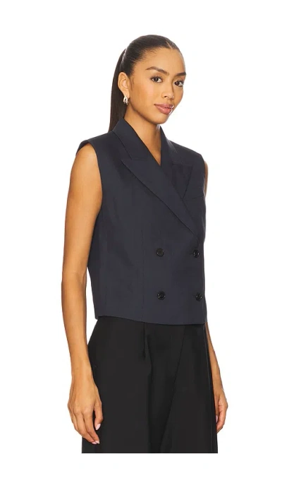 Theory Slightly Cropped Double-breasted Vest With Peak Lapels In Black