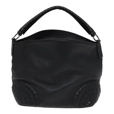 Pre-owned Bottega Veneta Intrecciato Black Leather Shoulder Bag ()