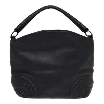 Pre-owned Bottega Veneta Intrecciato Black Leather Shoulder Bag ()
