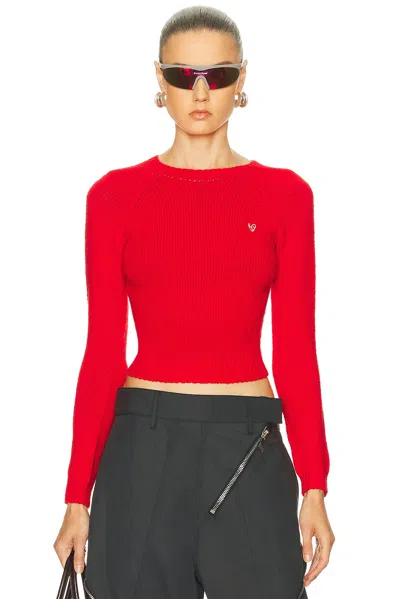 Acne Studios Cropped Crewneck Sweater Woman Red In Red