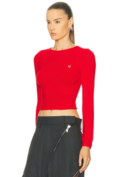 Acne Studios Cropped Crewneck Sweater Woman Red In Red
