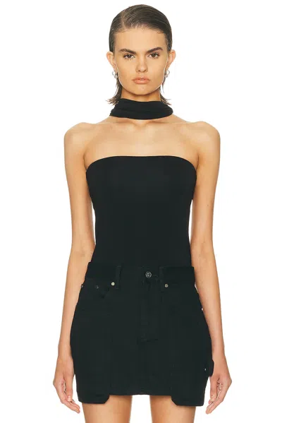 Helmut Lang Cloud Jersey Asymmetric Sash Top In Black