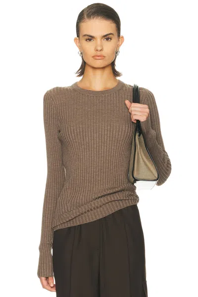 Helmut Lang Open-back Ribbed Wool Top In Brown