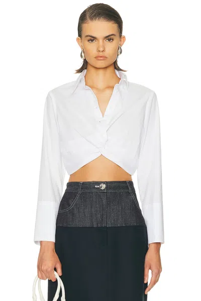 Matthew Bruch Twist Button Up Top In White