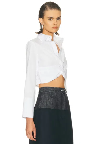 Matthew Bruch Twist Button Up Top In White