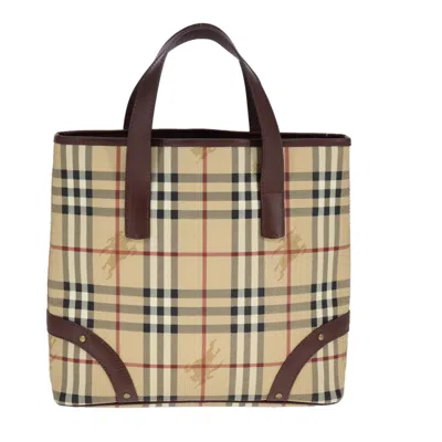 Pre-owned Burberry Haymarket Beige Canvas Tote Bag ()