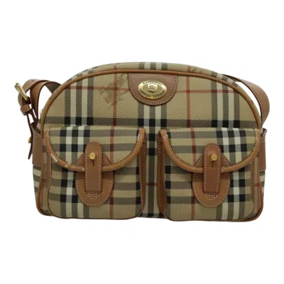 Pre-owned Burberry Nova Check Beige Canvas Shoulder Bag ()