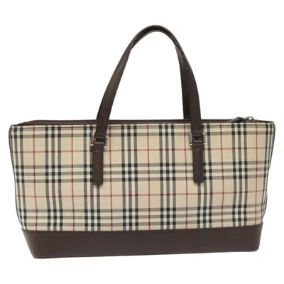 Pre-owned Burberry Nova Check Beige Canvas Tote Bag ()