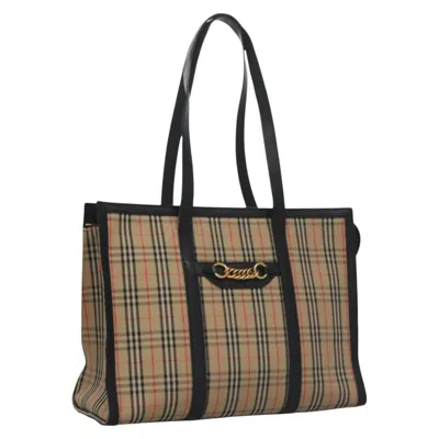 Pre-owned Burberry Nova Check Beige Canvas Tote Bag ()