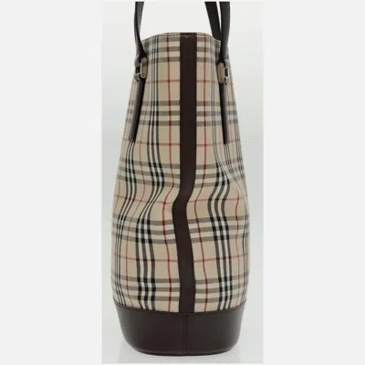 Pre-owned Burberry Nova Check Beige Canvas Tote Bag ()