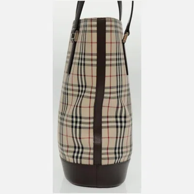Pre-owned Burberry Nova Check Beige Canvas Tote Bag ()