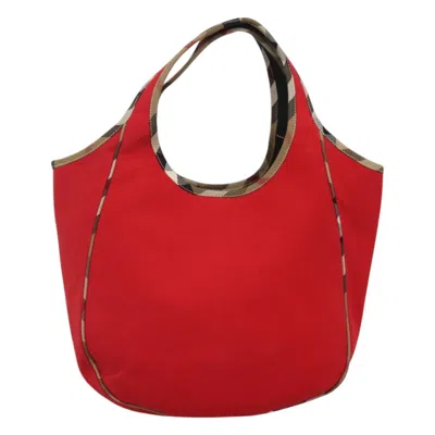 Pre-owned Burberry Nova Check Red Canvas Tote Bag ()
