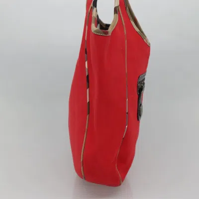 Pre-owned Burberry Nova Check Red Canvas Tote Bag ()