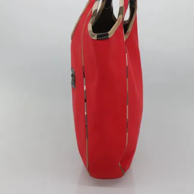 Pre-owned Burberry Nova Check Red Canvas Tote Bag ()